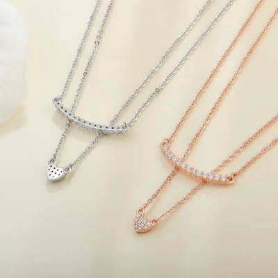 YASVITTI Collar de doble capa de alta calidad Joyería clásica Collar de colgante de corazón de plata esterlina de oro rosa 925
