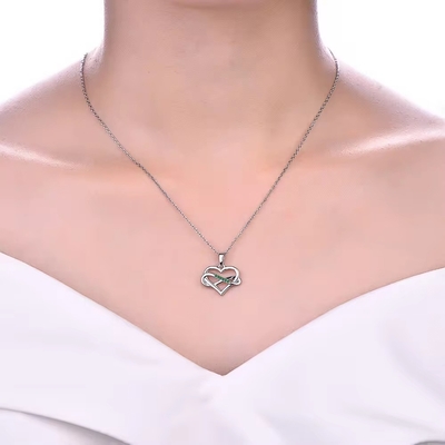 YASVITTI ODM OEM 925 Plata Esterlina Collar de Corazón Brillante 5A Zirconia Rodio Revestido Collar hueco Collar colgante Joyería