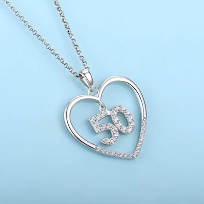 YASVITTI Custom Fashion 925 Collar de corazón de plata esterlina número 50 y 30 Collar de colgante mayorista