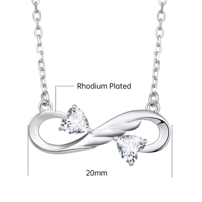 YASVITTI 925 Plata Sterling Infinity Collar de Corazón Corazón Cúbico Zircón Lujo Mujeres Collar Joyería
