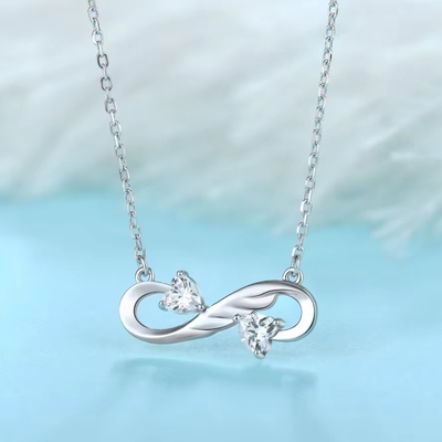 YASVITTI 925 Plata Sterling Infinity Collar de Corazón Corazón Cúbico Zircón Lujo Mujeres Collar Joyería
