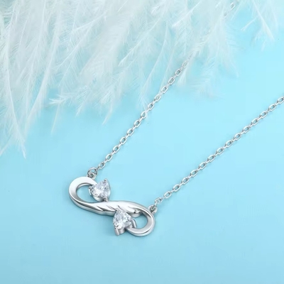 YASVITTI 925 Plata Sterling Infinity Collar de Corazón Corazón Cúbico Zircón Lujo Mujeres Collar Joyería
