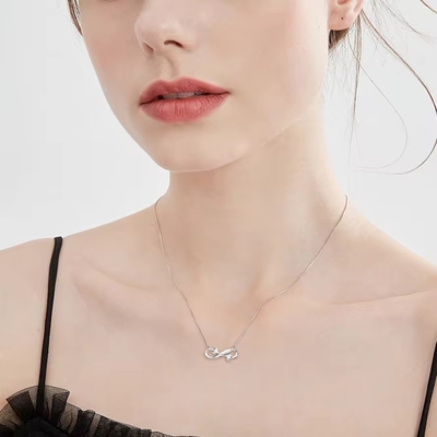 YASVITTI 925 Plata Sterling Infinity Collar de Corazón Corazón Cúbico Zircón Lujo Mujeres Collar Joyería