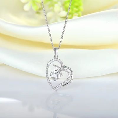 YASVITTI mayorista de costumbre collar de colgante para mujeres joyas finas rosas de oro 925 collares de corazón de plata esterlina