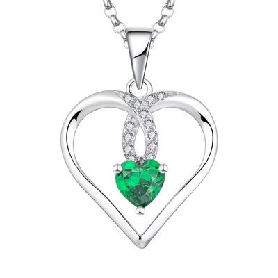 YASVITTI Corazón Brillante de Alta Calidad 5A Collar de Zirconia Rodio Revestido 925 Collar de Plata Esterlina Joyas