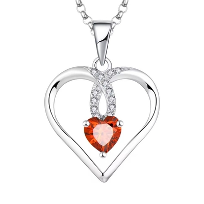 YASVITTI Corazón Brillante de Alta Calidad 5A Collar de Zirconia Rodio Revestido 925 Collar de Plata Esterlina Joyas