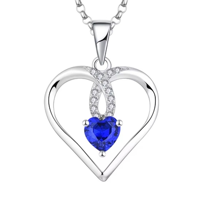 YASVITTI Corazón Brillante de Alta Calidad 5A Collar de Zirconia Rodio Revestido 925 Collar de Plata Esterlina Joyas