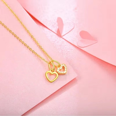 YASVITTI mayorista 925 de plata esterlina dos corazones collar encantador personalizado de oro recubierto de corazón collar joyería