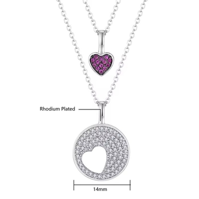 YASVITTI mayorista de Rodio Revestido 925 Plata Esterlina Zircón Joyería personalizada Romántico Rosa Corazón Bling Encanto Collar