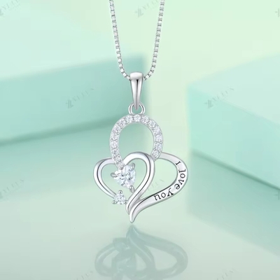 YASVITTI Te amo collar de collar de corazón de colores múltiples corazon cúbico zirconia de lujo plata 925 joyería collar de corazón