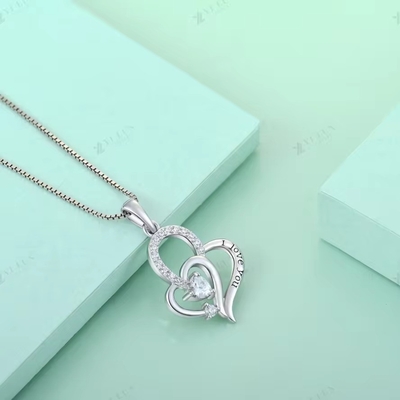 YASVITTI Te amo collar de collar de corazón de colores múltiples corazon cúbico zirconia de lujo plata 925 joyería collar de corazón