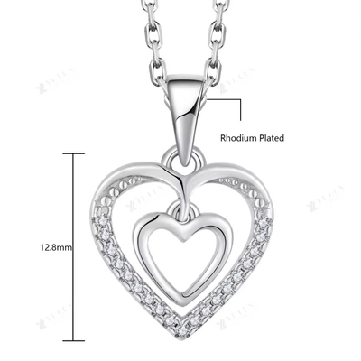 YASVITTI 925 Plata Esterlina Doble Hueca CZ Piedra Diamante Joyería Personalizada Gran Mini Collar en Forma de Corazón