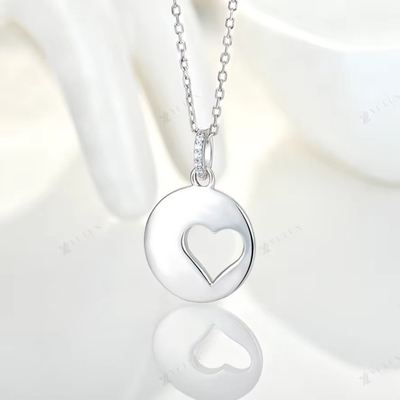 YASVITTI Romántico 925 collar de plata esterlina Rodium Revestido de Moneda Hueca de Amor Corazón Collar de collar para San Valentín