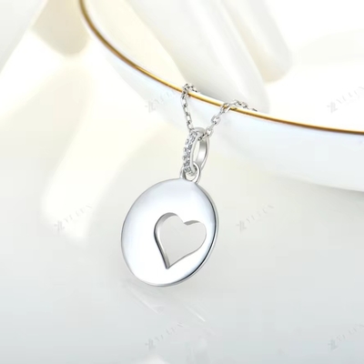 YASVITTI Romántico 925 collar de plata esterlina Rodium Revestido de Moneda Hueca de Amor Corazón Collar de collar para San Valentín