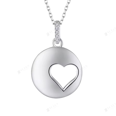 YASVITTI Romántico 925 collar de plata esterlina Rodium Revestido de Moneda Hueca de Amor Corazón Collar de collar para San Valentín