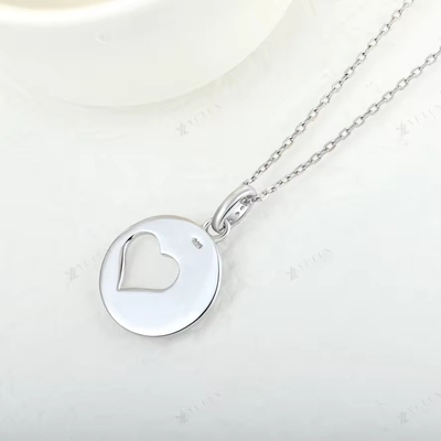 YASVITTI Romántico 925 collar de plata esterlina Rodium Revestido de Moneda Hueca de Amor Corazón Collar de collar para San Valentín