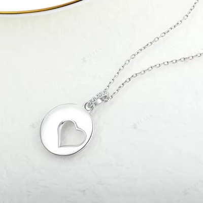 YASVITTI Romántico 925 collar de plata esterlina Rodium Revestido de Moneda Hueca de Amor Corazón Collar de collar para San Valentín