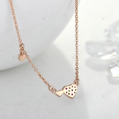 YASVITTI regalo de joyería para el día de San Valentín collar de plata 925 de esterlinas gemstone diamante rosa dorado collar de corazón