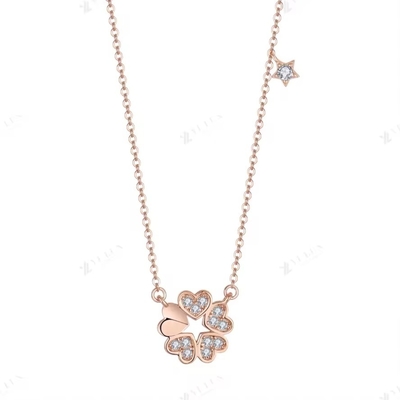 YASVITTI 925 Collar de plata esterlina Mujeres Star Charms Joyería elegante Forma de flor 14K Collar de corazón dorado rosado