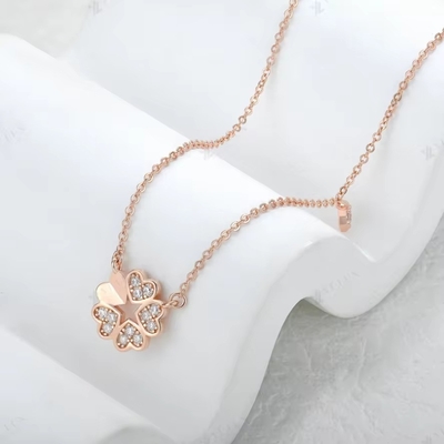YASVITTI 925 Collar de plata esterlina Mujeres Star Charms Joyería elegante Forma de flor 14K Collar de corazón dorado rosado