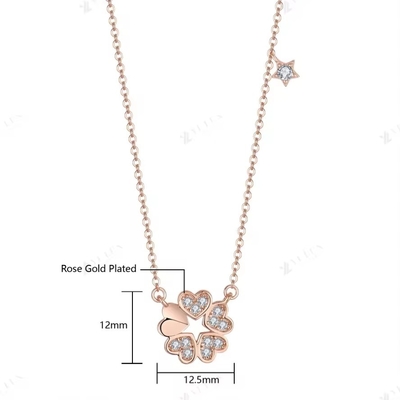 YASVITTI 925 Collar de plata esterlina Mujeres Star Charms Joyería elegante Forma de flor 14K Collar de corazón dorado rosado