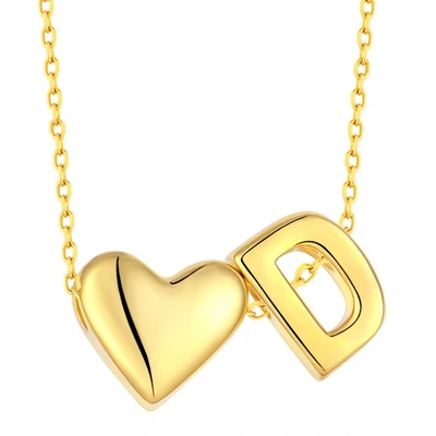 YASVITTI Personalizado 925 Sterling Plata Corazón Collar Inicial 18K Oro Revestido de lujo Carta Corazón Collar Para Niñas