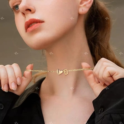 YASVITTI Personalizado 925 Sterling Plata Corazón Collar Inicial 18K Oro Revestido de lujo Carta Corazón Collar Para Niñas