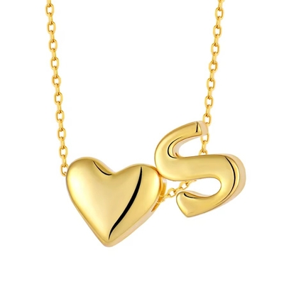 YASVITTI joyería personalizada de amor de oro letra S colgante 925 plata esterlina corazón colgante inicial para mujeres