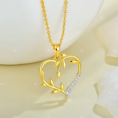 YASVITTI Custom 18K Revestimiento de oro de hoja de corazón colgante collar 925 Plata Joyería fina