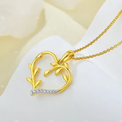 YASVITTI Custom 18K Revestimiento de oro de hoja de corazón colgante collar 925 Plata Joyería fina