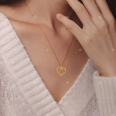 YASVITTI Custom 18K Revestimiento de oro de hoja de corazón colgante collar 925 Plata Joyería fina