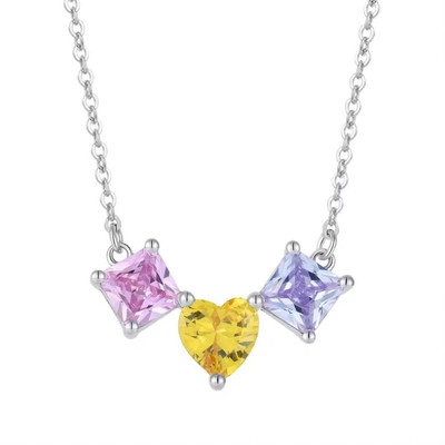 YASVITTI 925 Plata Esterlina Multicolor En forma de corazón colgante de zirconia collar de joyería con rodio mayorista