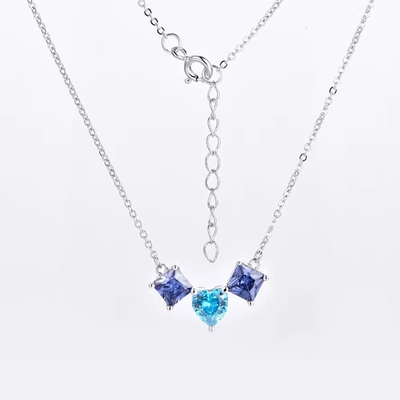 YASVITTI 925 Plata Esterlina Multicolor En forma de corazón colgante de zirconia collar de joyería con rodio mayorista