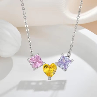 YASVITTI 925 Plata Esterlina Multicolor En forma de corazón colgante de zirconia collar de joyería con rodio mayorista