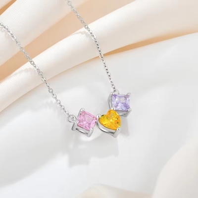 YASVITTI 925 Plata Esterlina Multicolor En forma de corazón colgante de zirconia collar de joyería con rodio mayorista