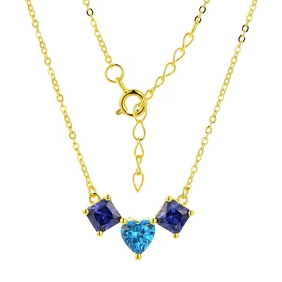 YASVITTI 925 Plata Esterlina Multicolor En forma de corazón colgante de zirconia collar de joyería con rodio mayorista