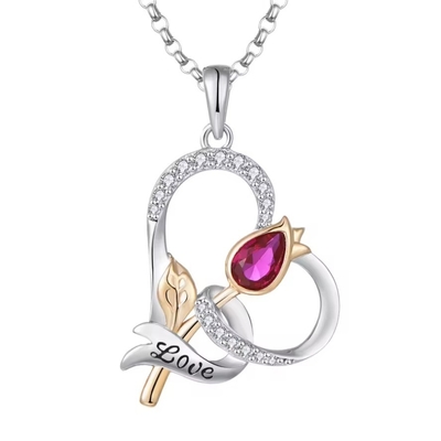 YASVITTI Custom Sterling Silver 925 Heart Rosa Collar de flores clásico Rosa Dorado Revestido de la dama de honor fábrica mayorista