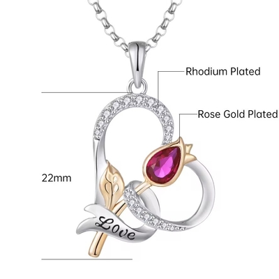 YASVITTI Custom Sterling Silver 925 Heart Rosa Collar de flores clásico Rosa Dorado Revestido de la dama de honor fábrica mayorista
