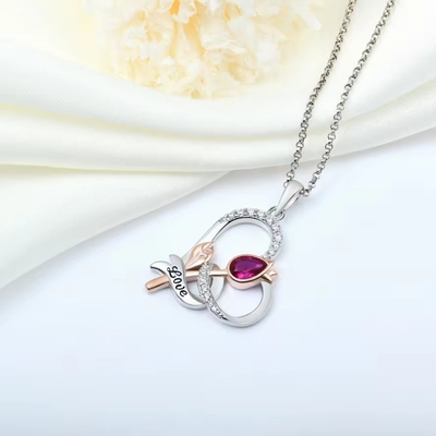 YASVITTI Custom Sterling Silver 925 Heart Rosa Collar de flores clásico Rosa Dorado Revestido de la dama de honor fábrica mayorista