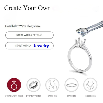 Blanco Joyería clara Color Moissanite Flecha del corazón Anillos radiantes Cortado
