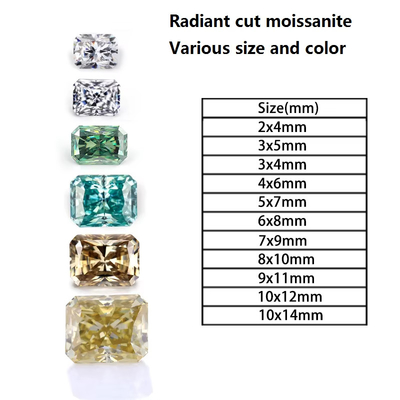 Blanco Joyería clara Color Moissanite Flecha del corazón Anillos radiantes Cortado