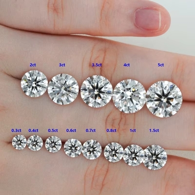 0.5ct 1ct 1.5ct 2ct 3ct Blanco Moissanita suelta Diamante HPHT CVD Diamante cultivado en laboratorio