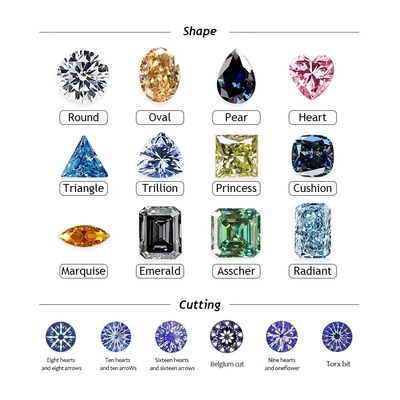 Diamante de moissanita de corte oval y brillante 3*5mm-10*14mm Tamaño pequeño para la fabricación de joyas