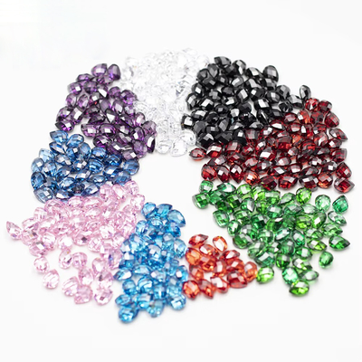Granate rosa Verde Blanco Naranja Azul Piedras preciosas forma de pera doble tortuga facetada zirconia cúbica