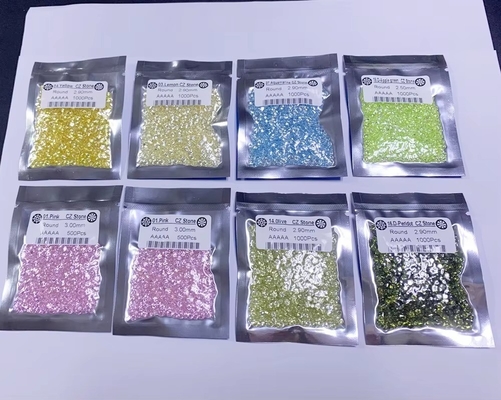 0.8mm 2mm 2.8mm Verde Rosa Azul Color Moissanite de grado 3A 5A Tamaño pequeño CZ Zirconia cúbica