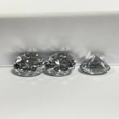 Venta al por mayor 0.5ct 1ct 2ct Gris Mossinate diamante gema Gris Color Oval Perra Corte sueltos anillos de boda de moissanite natural