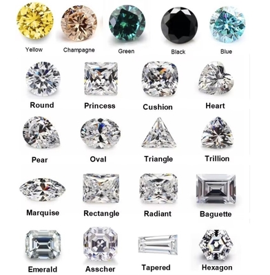 Princesa Verde Amarillo Rosa Moissanita Piedra VVS Cojín suelto Mosanita Diamante oro rosa moissanita anillos de compromiso