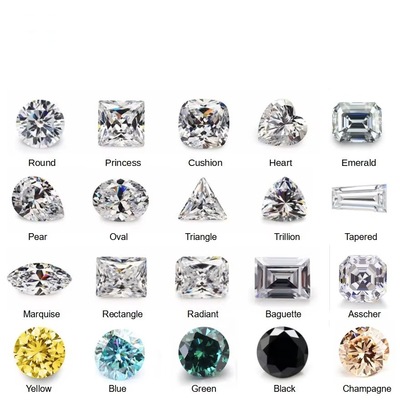 Anillo de solitario de moissanite al por mayor Mossanite Gem Baguette cónica Corte Charles VVS suelta Moissanite diamante