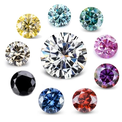 Grosero GRA Moissanite gris rosa amarillo champán azul verde redondo moissanite de corte suelto diamante para la fabricación de joyas