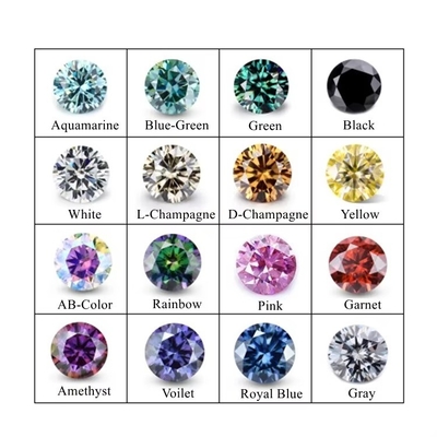 Grosero GRA Moissanite gris rosa amarillo champán azul verde redondo moissanite de corte suelto diamante para la fabricación de joyas